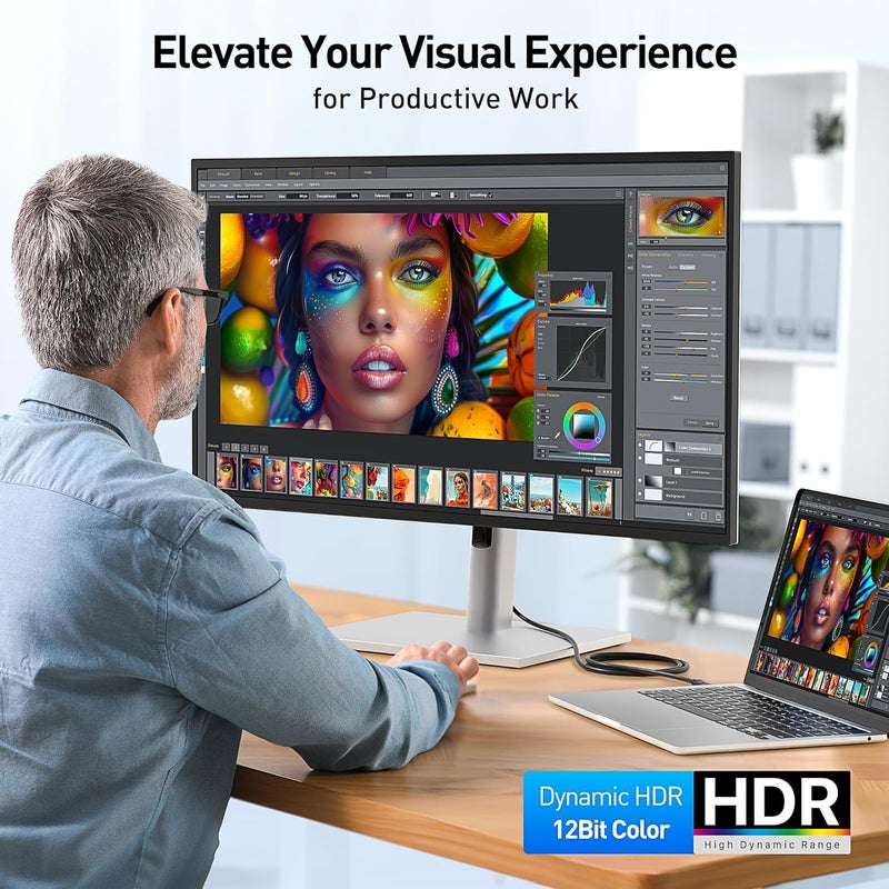 CableMatters كابل USB C إلى HDMI 2.1 أحادي الاتجاه - 15 قدم، يدعم 4K@240Hz و 8K@60Hz، HDR - متوافق مع Thunderbolt 4 و Thunderbolt 5 و USB 4 مع MacBook Pro و XPS و ThinkPad - أقصى دقة 4K@60Hz على macOS - Image 5